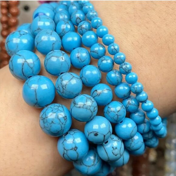 Blue Turquoise Howlite  Natural Stone15" Strand - Picture 2 of 3
